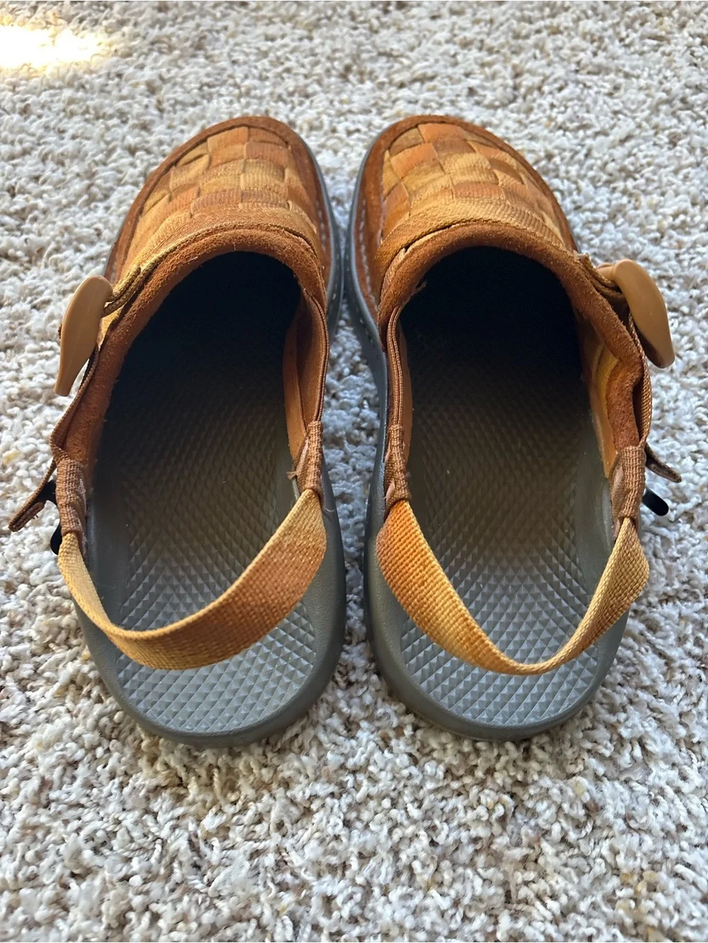 Chaco Woven Leather Mule Sandals in Burnt Orange/Tan - Picture 2 of 6